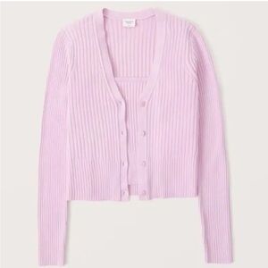 Abercrombie Ribbed Pink Tube Top & Cardigan Sweater